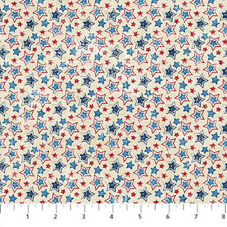 American Heartland - 28735-11 - Multi Star Toss Cream- Northcott Fabrics