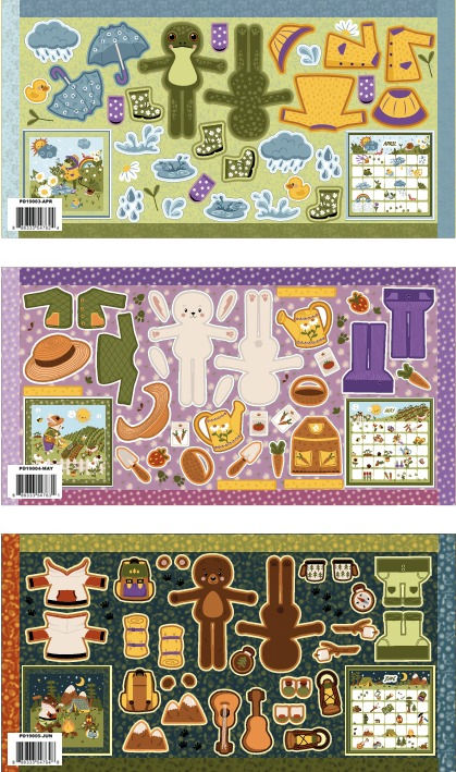 Story Animals Through the Year Doll Panel of the Month by Jennifer Long for Riley Blake Designs - 2nd quarter
