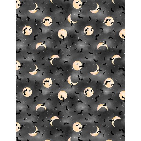 Bats Black cotton fabric - Spooky Tails by Nancy Mink for Wilmington Fabrics