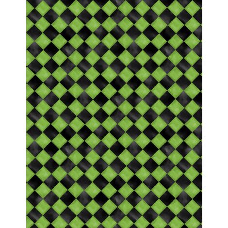 Harlequin Texture Green cotton fabric - Spooky Tails by Nancy Mink for Wilmington Fabrics
