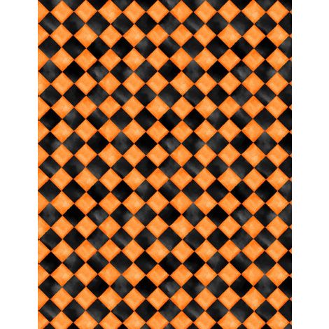 Harlequin Texture Orange cotton fabric - Spooky Tails by Nancy Mink for Wilmington Fabrics