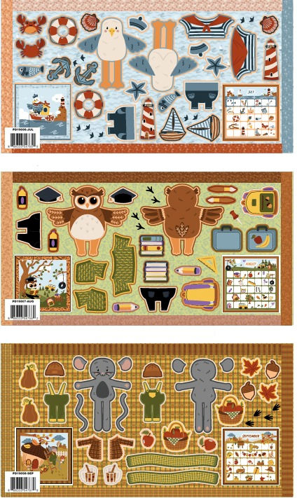 Story Animals Through the Year Doll Panel of the Month by Jennifer Long for Riley Blake Designs - 3rd quarter