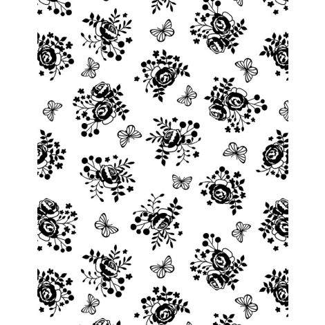 Shadow Blooms - 40055-199 - Bouquet  Toss White- Wilmington Prints