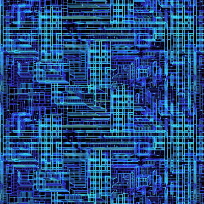 Disco Tech - 6933-77 Blue - Techno Maze - Studio E Fabrics