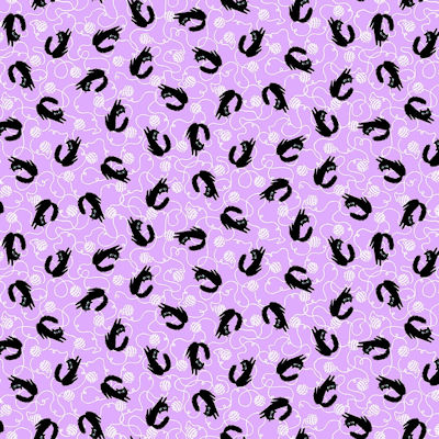 Meow - 6974-55 Hyacinth - Tossed Cats with Yarn - Studio E Fabrics