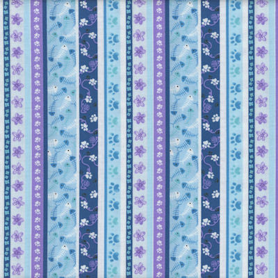 Meow - 6975-75 Hyacinth - Small Stripe - Studio E Fabrics