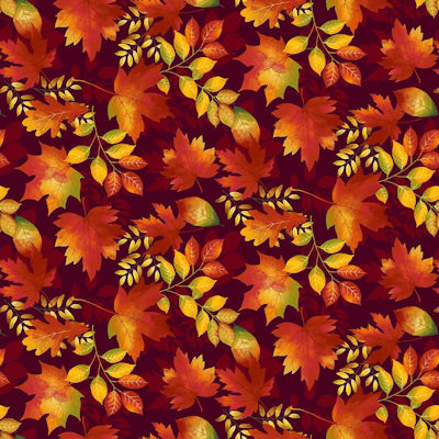 Seeds of Gratitude - 7700-89 Wine - Leaves  - Studio E Fabrics
