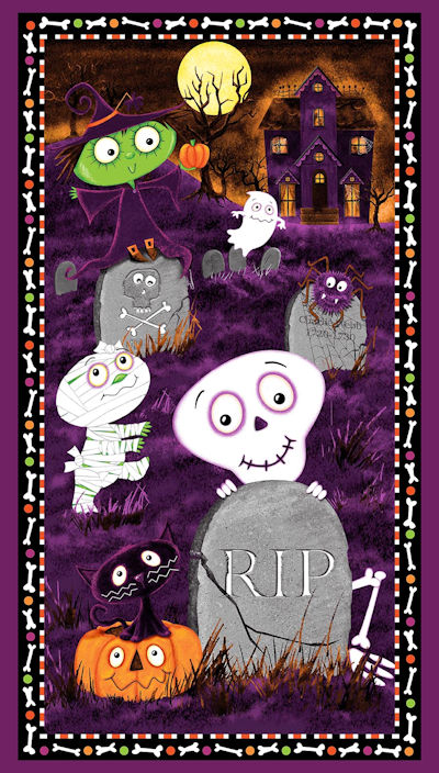 Graveyard Ghouls - 7803PG-55 Plum - Panel - Studio E Fabrics