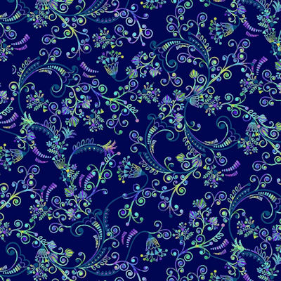 Hummingbird Messenger - 8105-77 Indigo - Vines - Studio E Fabrics