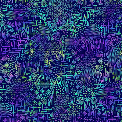 Hummingbird Messenger - 8107-77 Indigo - Garden Texture  - Studio E Fabrics
