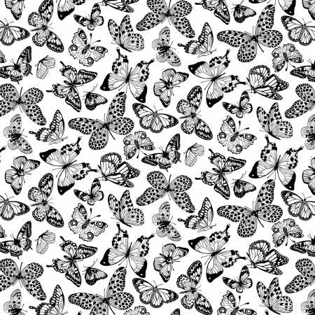 All or Nothing - 8231-09 White/Black - Butterfly - Studio E Fabrics