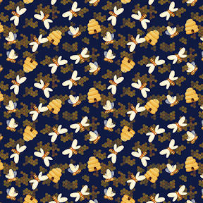 Farm Fresh 2025 AKNSH - 14961-55 - Honey Bees Navy  - Benartex