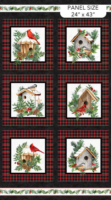 Winter Song  - DP27800-99 Birdhouse Panel - Northcott Fabrics