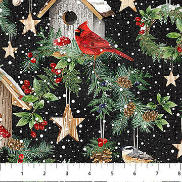 Winter Song  - DP27802-99 Birdhouses - Northcott Fabrics