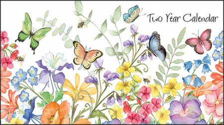 Butterflies and Flowers Two Year Pocket Calendar 2024/2025