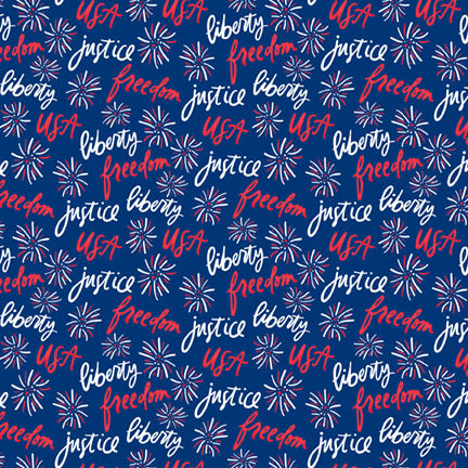 Patriotic Minis - PMIN 6043B - Verbiage & Fireworks - P&B Fabrics