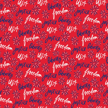 Patriotic Minis - PMIN 6043R - Verbiage & Fireworks - P&B Fabrics