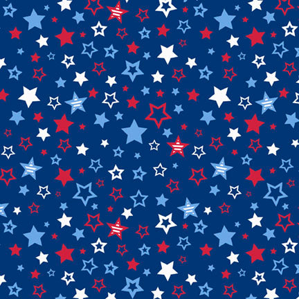 Patriotic Minis - PMIN 6046DB - Tossed Stars - P&B Fabrics