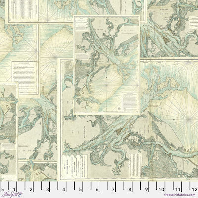 Teal Palette - PWTH273.teal - Teal Map - FreeSpirit Fabrics