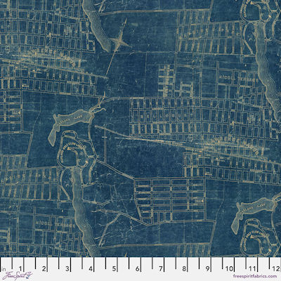 Blue Palette - PWTH283.blue - Blue Map - FreeSpirit Fabrics