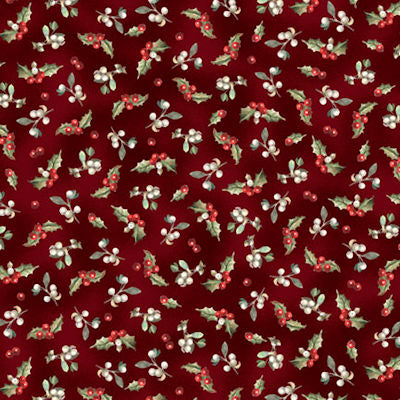 Winter Song - WISO 6232 DR - Holly & Berries - P&B Fabrics