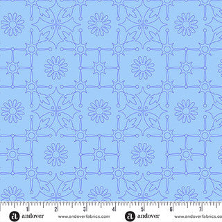 Color Camp Dusk 10429 B leatherwork light cobalt by Alison Glass for Andover Fabrics
