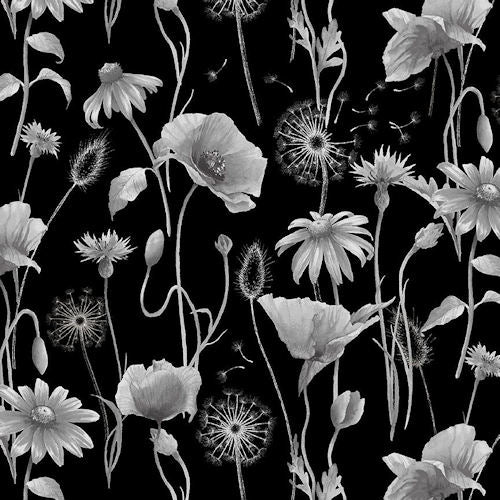 Fleur-C1811 Black - Anemone Poppy Floral - Timeless Treasures