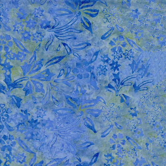 Green Pastures B4087 Azure Garden Floral batik fabric by Wing and a Prayer Designs for Timeless Treasures