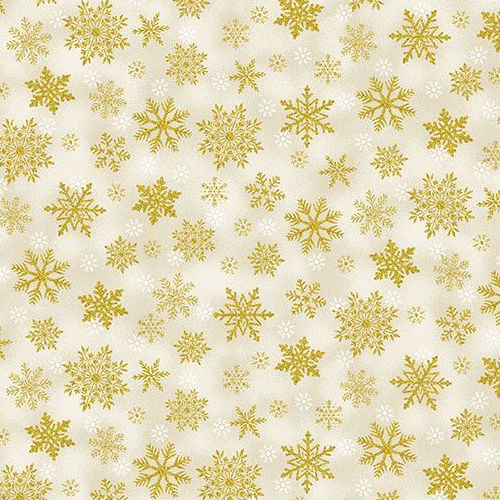 Merry Christmas -  CM3627 Cream - Metallic Snowflakes - Timeless Treasures