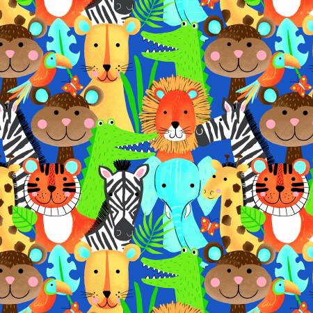 Comfy Flannel - Blue Jungle Animals - 0907AE-77 - AE Nathan