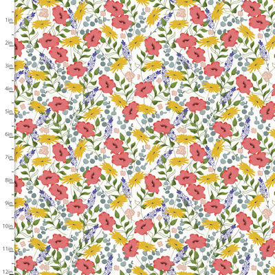 Feed the Bees - Flowers on White - 17214-wht - 3 Wishes Fabrics
