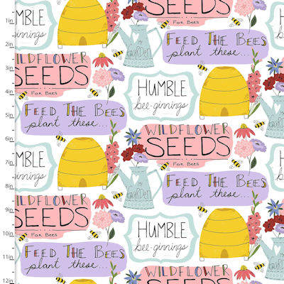 Feed the Bees - Words on White - 17215-wht - 3 Wishes Fabrics