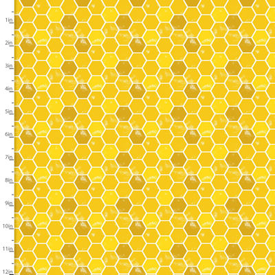 Feed the Bees - Gold Honeycomb - 17218-gld - 3 Wishes Fabrics
