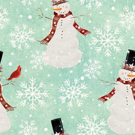 Home for the Holiday - Snowman - 18103-trq - 3 Wishes Fabrics