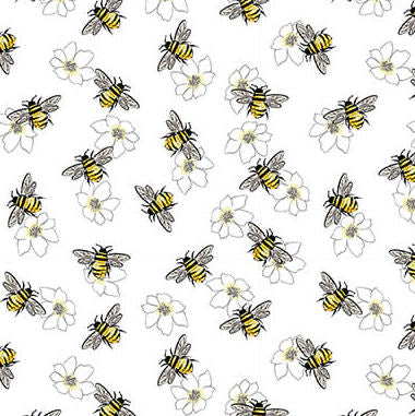 Mellow Yellow - 1969-01 Bees & Blooms White - Blank Quilting
