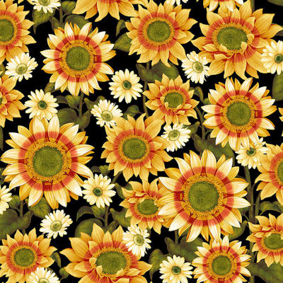 Sunflower - 2662-99 Black - Pumpkin Harvest - Henry Glass Fabrics
