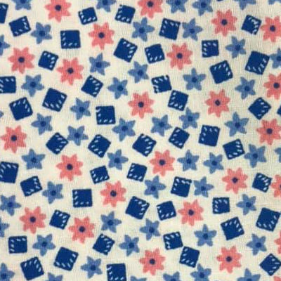 6717-11 Pink/Blue Flowers on White - Henry Glass