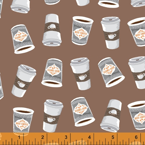 Coffee Shop  - Cups on Brown - 52263-4 - Windham