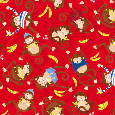 Monkey Business - Tossed Monkeys - Red - 9317-88 - Henry Glass Fabrics