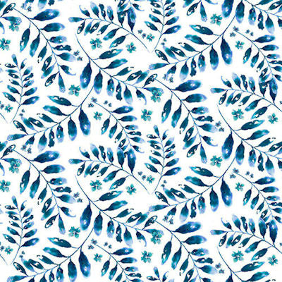 Midnight Sapphire - Tossed Leafy Vines - 9386-1 - Henry Glass Fabrics