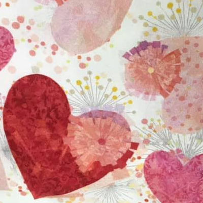All My Love - Lg Pink Hearts on White - 27575 Z - QT Fabrics