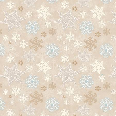 I Love Sngnomies - F9636-33 Beige Snowflake Allover - Henry Glass Fabrics