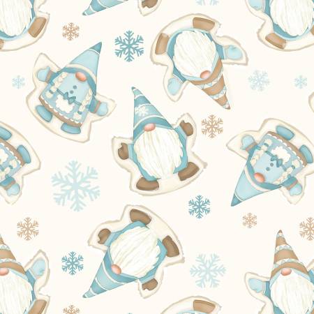 I Love Sngnomies - F9643-44 Cream Gnome Snow Angels - Henry Glass Fabrics