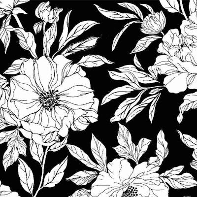 Ink-C8726 Black - Drawn Tossed Florals