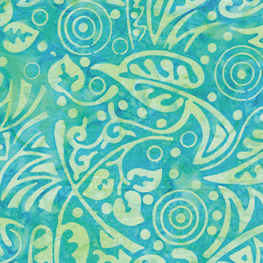 6624-84 Deco Leaf Turquoise - Benartex