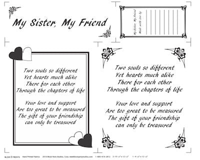 Fabric Panel - My Sister My Friend - cream