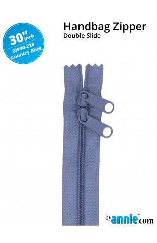30" Handbag Zippers - Double Slide - Country Blue