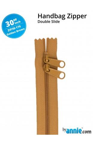 30" Handbag Zippers - Double Slide - Golden Brown